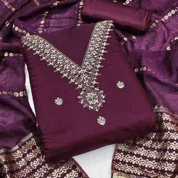 svaraa Women Embroidered 3-Piece Unstitched Dress Material-picture-36