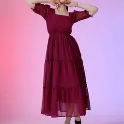 Women Gown Dress with Puff Sleeves-image-44