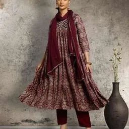 nyrika Women Floral Print Flared Kurta with Pants & Dupatta-picture-21