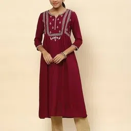 indie picks Embroidered Flared Kurta-picture-16