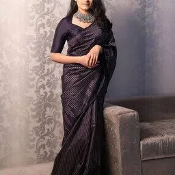 svaraa Women Striped Saree with Contrast Border-picture-15