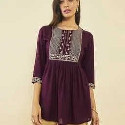 soch Embroidererd Round-Neck Flared Tunic-picture-13