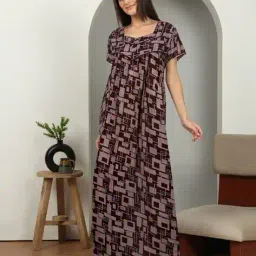 sweet dreams Women Geometric Print Nightie with Short Sleeves image 1