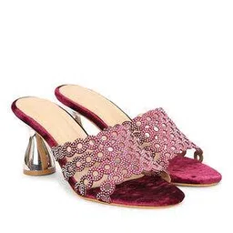 ishransh Women Embellished Slip-On Kitten Heeled Sandals-picture-51