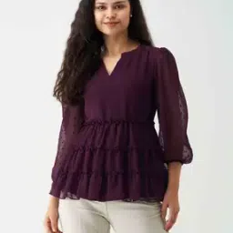 aask Women Swiss-Dot Top with Ruffles-picture-29