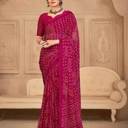 ri-wah Bandhani Print Chiffon Saree-picture-32