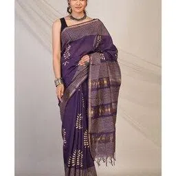 indie picks Traditional Handblock Print Cotton Zari Border Saree-picture-10