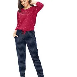 zeyo Typographic Print T-Shirt & Pyjamas Set-picture-33