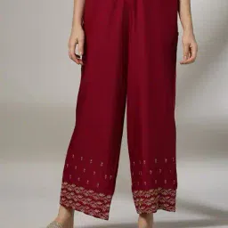 avaasa mixnmatch trends select Women Embroidered Palazzos with Semi-Elasticated Wasit image 1