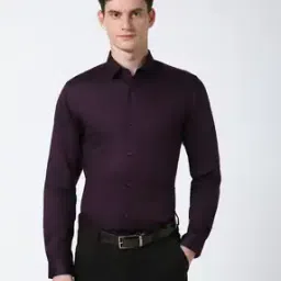 peter england Men Slim Fit Shirt with Spread Collar-picture-34