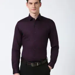 peter england Men Slim Fit Shirt with Spread Collar image 1