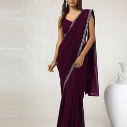soch Georgette Sequence Saree with Contrast Border-picture-47