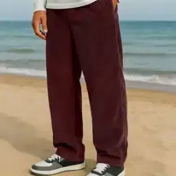 visit wear Men Ribbed Relaxed Fit Pleated Pants-picture-52