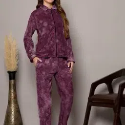 Women Zip-Front Top & Pyjamas Set-image-10