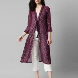 deebaco Floral Print Long Shrug with Tie-Front-picture-19