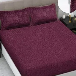 fabinaliv 300 TC Woolen Embossed King Size Fitted Double Bedsheet-picture-52