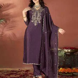 nyrika Women Embroidered Straight Kurta Suit Set-picture-53