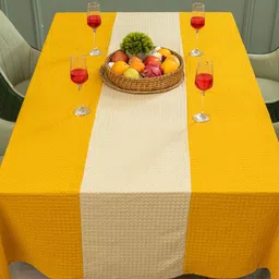 URBAN SPACE 13-Pcs Yellow & Beige Textured Cotton Table Linen Sets image 2