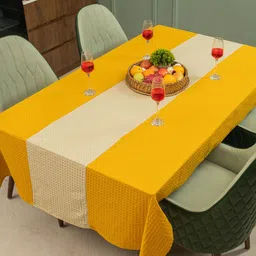 URBAN SPACE 13-Pcs Yellow & Beige Textured Cotton Table Linen Sets image 3