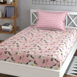 mafatlal 125 GSM Floral Print Single Bedsheet with Pillow Cover image 1
