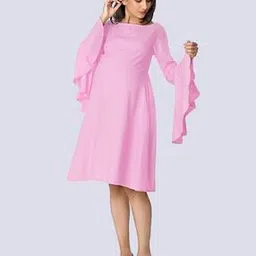 mom for sure by ketki dalal Boat Neck Maternity Dress with Bell Sleeves-picture-27