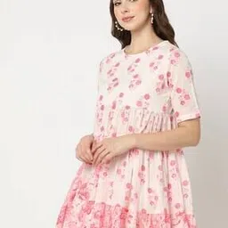 svrnaa by azorte Floral Print Flared Kurta-picture-43