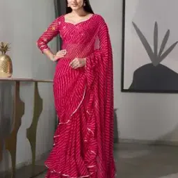 tikhi imli Women Striped Georgette Saree with Ruffles-picture-37
