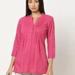 fusion Women Schiffli Embroidered Relaxed Fit Tunic-picture-17