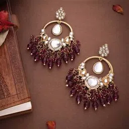 brado jewellery Women Stone-Studded Chandbali Earrings-picture-18