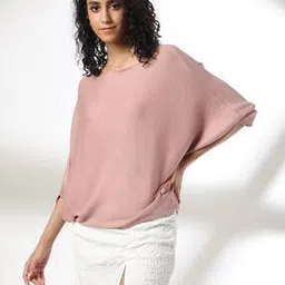 fig Women Ribbed Relaxed Fit Boat-Neck Pullover-picture-23