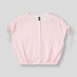 rio girls Girls Striped Relaxed Fit Top with Tie-Up-picture-28