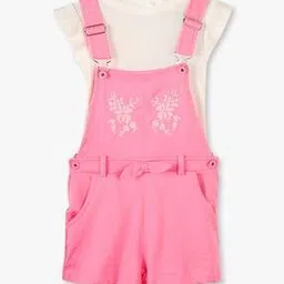 Girls Embroidered Dungaree & T-Shirt Set-image-57