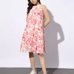 Floral Printed A-Line Dress-image-17