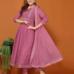 skylee Women Floral Print A-Line Kurta with Pants & Dupatta-picture-30