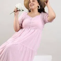 instafab plus Women Sweetheart-Neck Tiered Dress-picture-15