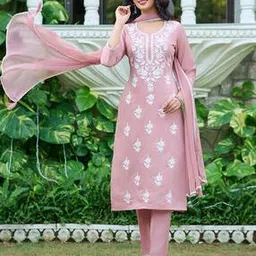 vibe vision Women Embroidered Straight Kurta with Pants & Dupatta-picture-24