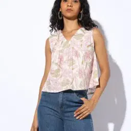 svrnaa by azorte Printed Relaxed Fit Crop Top-picture-19