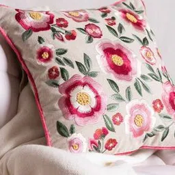 haus & kinder Floral Embroidered Square Cushion Cover-picture-27