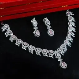 joy of jewels Women Silver-Plated Stone-Studded Necklace & Earrings Set-picture-52