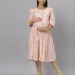 mamma's maternity Women Printed Fit & Flare Dress-picture-22