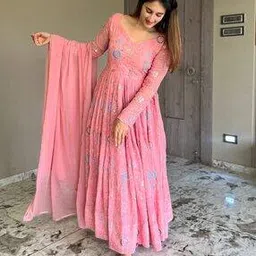 fashion basket Women Embroidered Anarkali Kurta Suit Set-picture-32