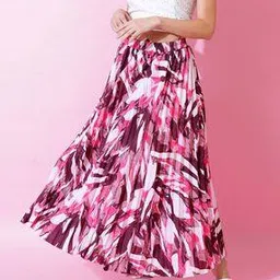 Women Printed Pleated A-Line Skirt-image-88