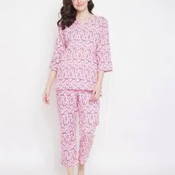 clovia Floral Print T-Shirt & Pyjamas Set-picture-36