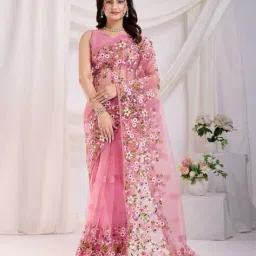 vivera Women Embroidered Saree with Contrast Border image 1