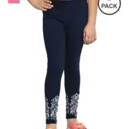 indiweaves Girls Pack of 2 Floral Print Leggings with Elasticated Waistband-picture-40