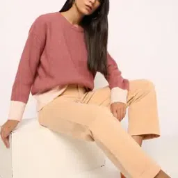 fyre rose Pullover with Contrast Ribbed Hem-picture-17