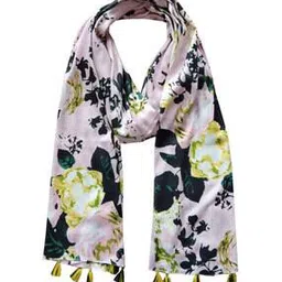 jvnine Women Floral Print Scarf with Tassels-picture-39