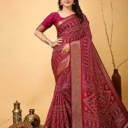 saree mall Women Bandhani Print Saree Blouse Piece-picture-46