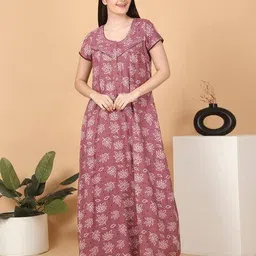 sweet dreams Women Leaf Print Nightie with Insert-Pocket image 1