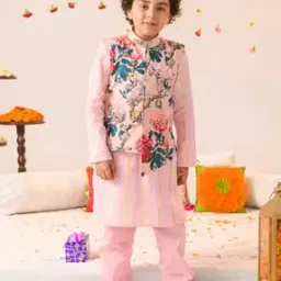 pspeaches Striped Kurta Pyjamas Set with Jacket-picture-40